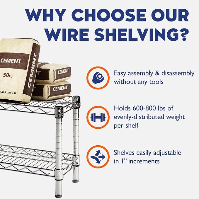Shelving Inc. 8" d x 30" w x 72" h Chrome Wire Shelving - Image 7