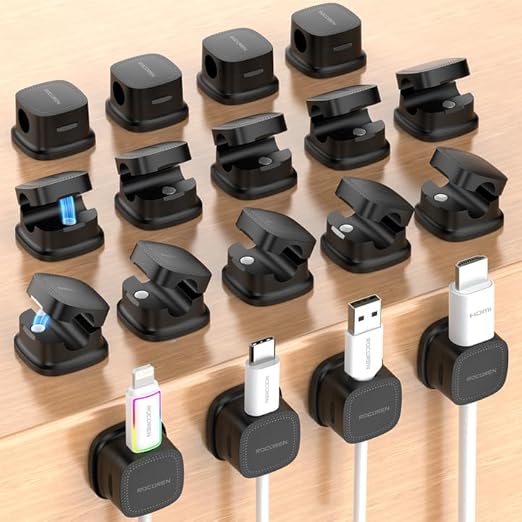 18 Pack Cable Management Cord Organizer, Magnetic Cable Clips-1s Lock, Rocoren by Rocoren