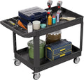 2 Tier Plastic Rolling Utility Cart on Wheels, Heavy Duty Tool Cart by Bettertoolsforbetterlife