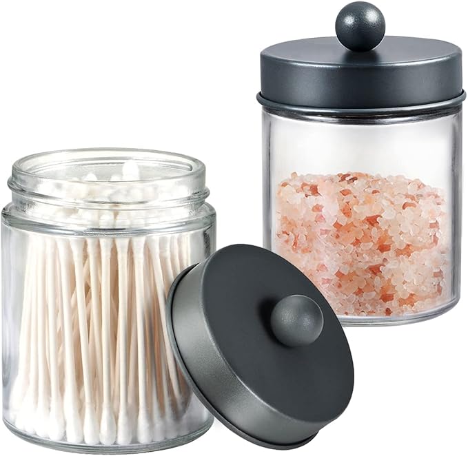 Amolliar 6Pc Apothecary Jars Bathroom Vanity Organizer- Rustic Farmhouse Decor - Image 5