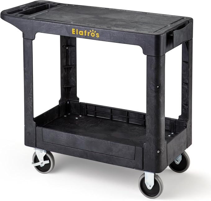 ELAFROS Heavy Duty Plastic Utility Cart Flat top 37 x 18.8 Inch by ELAFROS
