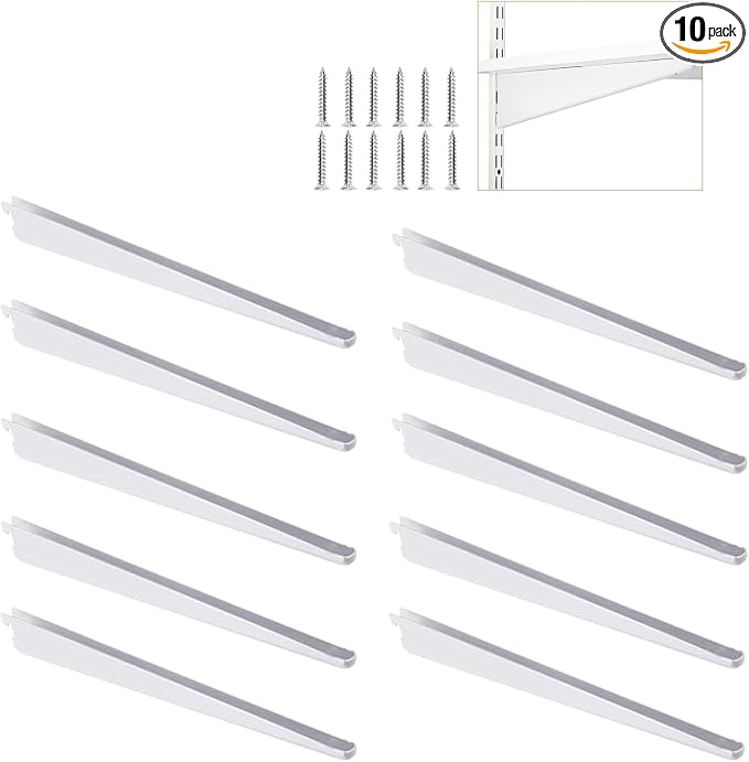 10 Pack 13‑Inch Adjustable Wire Shelf Brackets – Heavy‑Duty Double‑Track Closet by Unknown