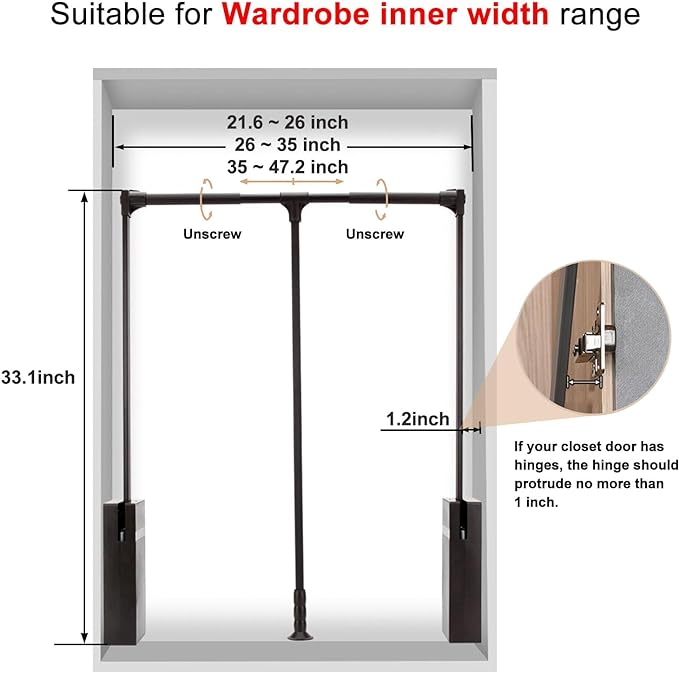Pull Down Closet Rod for Hanging Clothes, Retractable Wardrobe Hanger for - Image 4