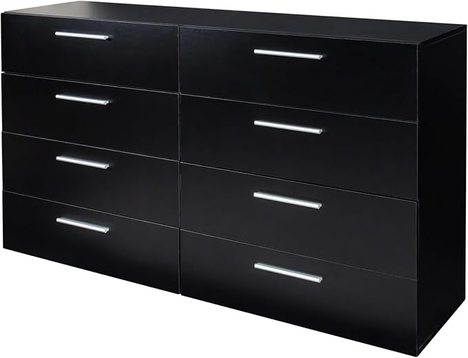 Karl home 8 Drawer Dresser, Wood Black Vanity Drawer Cabinet, Bedroom Storage - Image 8