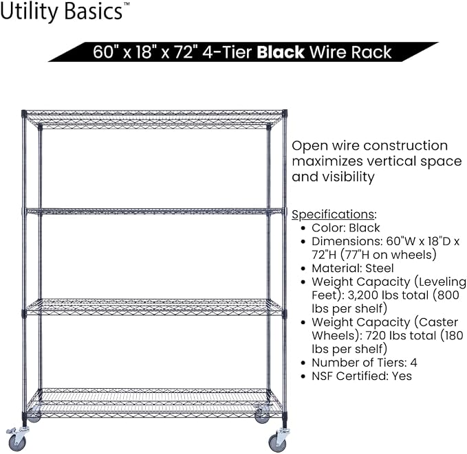 NSF Commercial 4-Tier Wire Shelving - Image 5