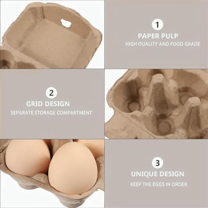 30 Pack Half Dozen Egg Cartons, Blank Natural Pulp Egg Carton Bulk 6 Count - Image 3