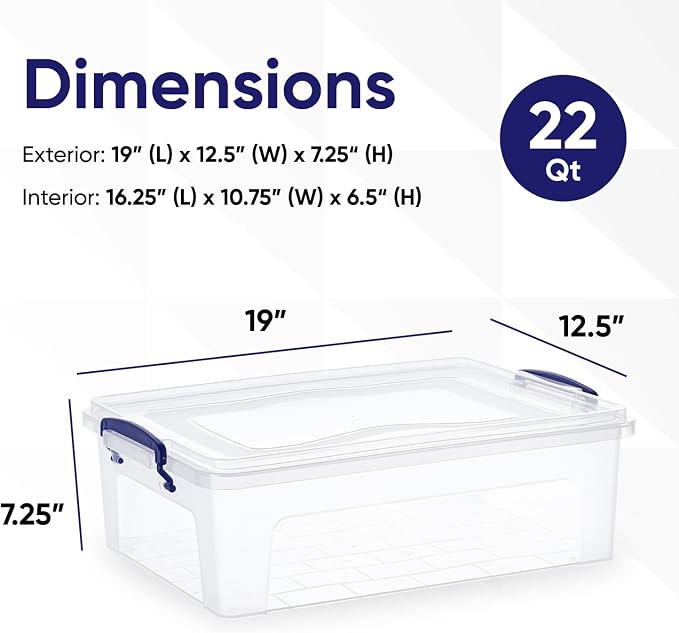 Superio Storage Bins with Lids, Stackable Totes, BPA Free, Odor Free, Organizer - Image 2
