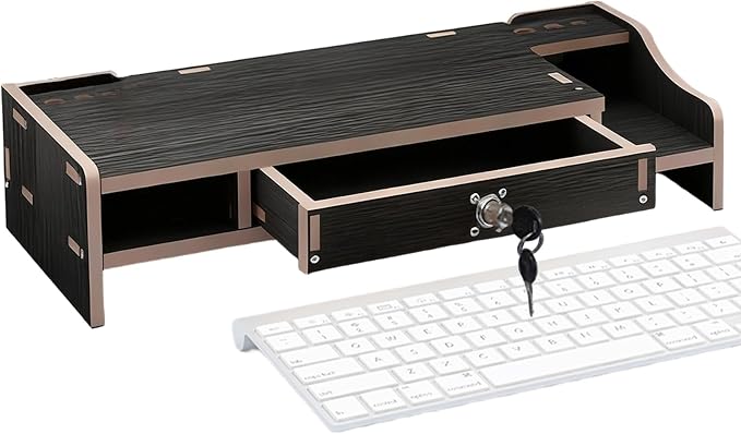 Desktop Computer Elevated Stand 48.8x20x10.5cm, Wooden Monitor Riser - Image 9