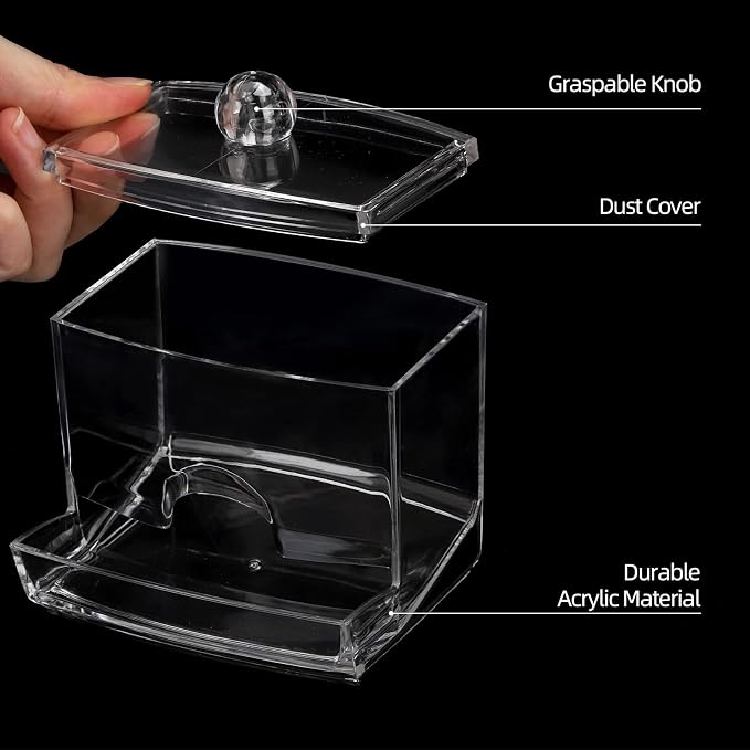 Tbestmax 10oz Qtip Holder Dispenser Big Clear Bathroom Organizer Accessories - Image 4