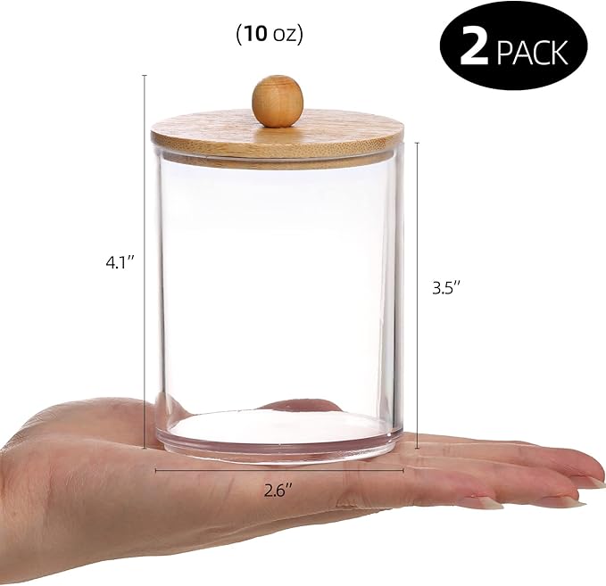 Tbestmax 10-Ounce Qtip Holder Bathroom Jars Canisters - Image 2