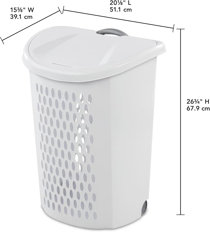 White Rolling Laundry Hamper - Image 2