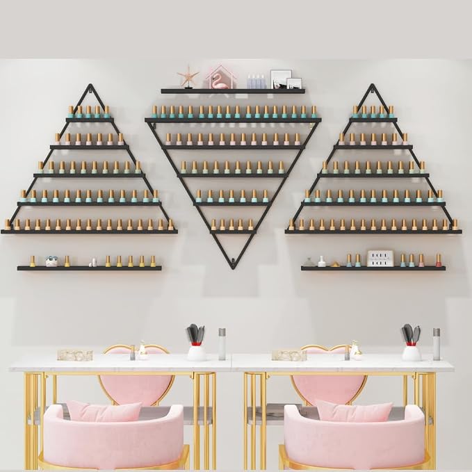 Elegant Wall Mounted Nail Polish Storage Rack Set of 10 Triangular Cosmetic - Image 8