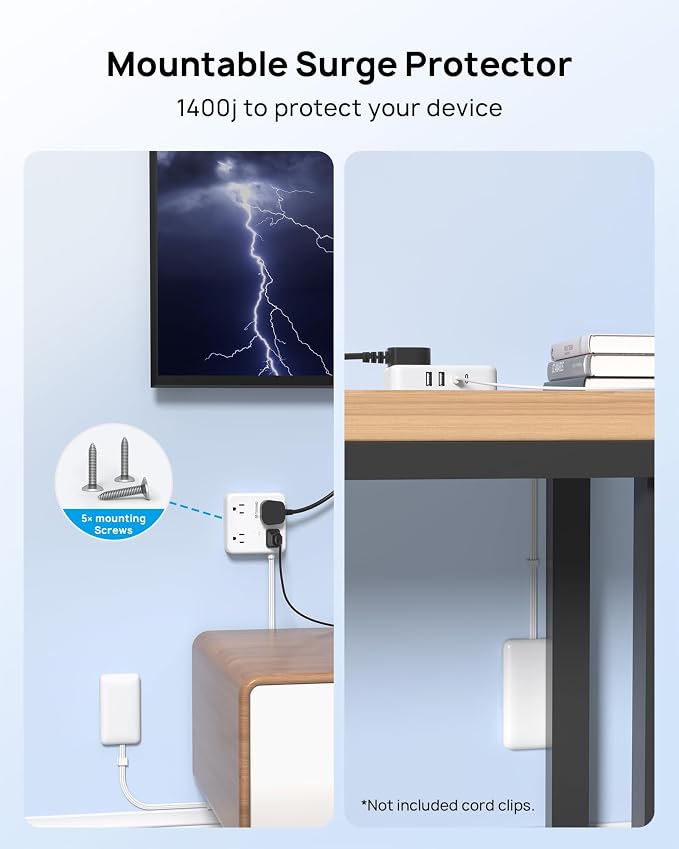 TROND Flat Plug Power Strip - 10ft Extension Cord with Multiple Outlets and 4 - Image 7