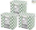 Green Checkered Clothes Storage Bins, 100L Large Blanket Storage Bags 3 Pack by Ohocut