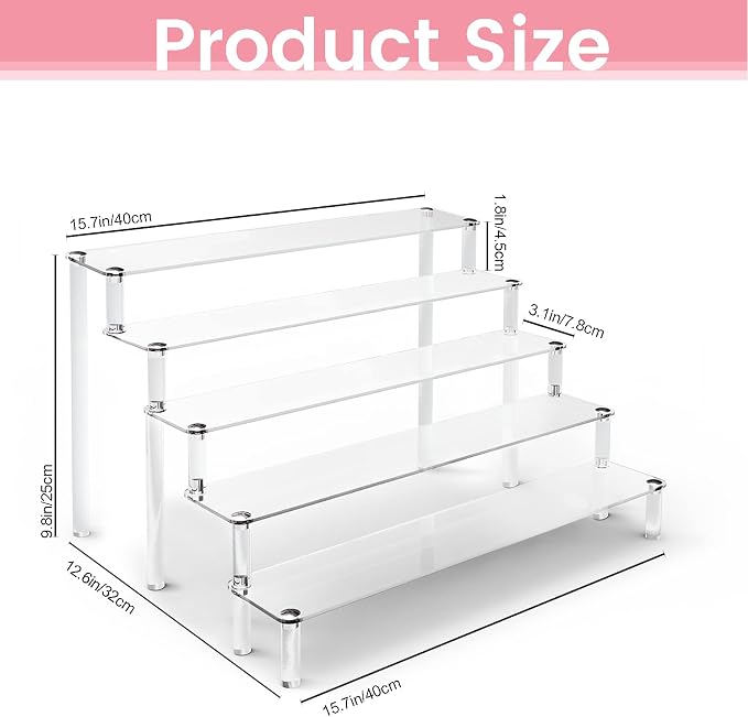 ULENDIS 2 Pack 5 Tier Acrylic Display Risers Stand Shelf, Acrylic Dessert Stands - Image 4