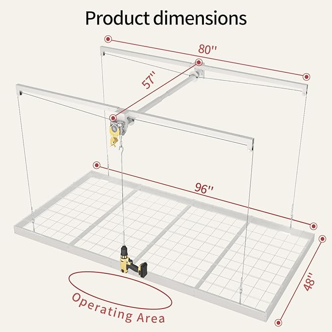 Garage Ceiling Storage Racks, Heavy-duty 4x8 FT Overhead Garage Storage Rack - Image 2