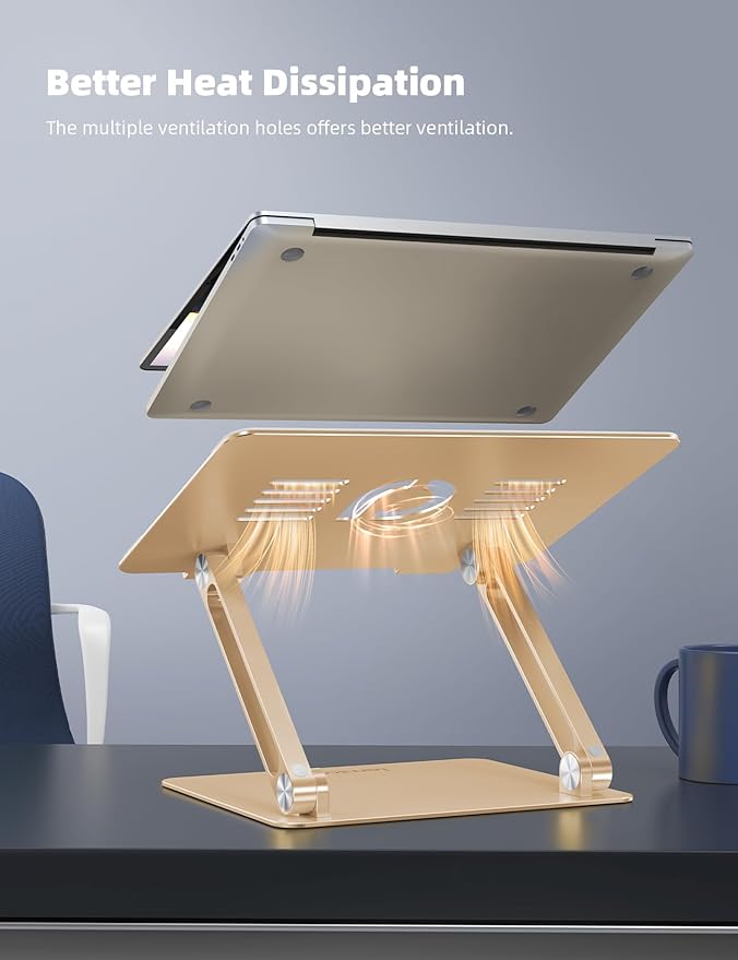 Lamicall Adjustable Laptop Stand, Portable Laptop Riser, Aluminum Laptop Stand - Image 3