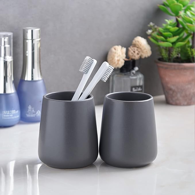Matte Grey Toothbrush Holders for Bathroom - Image 4