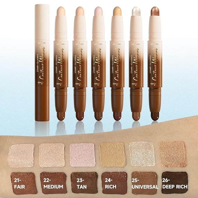 evpct Nude & Light Beige Cream Contour Stick Face Body Makeup Dual Ended - Image 6