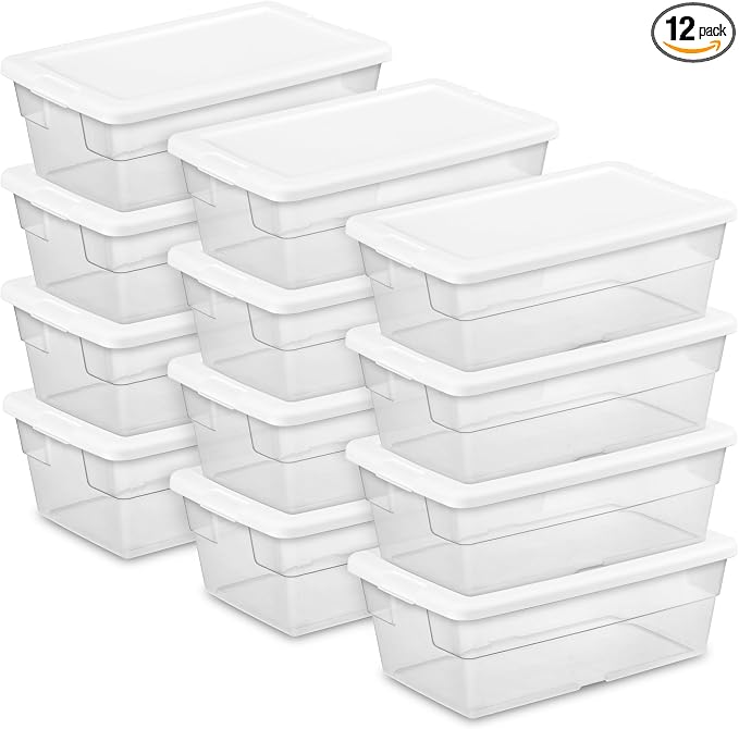 12-Pack 6 Quart Clear Plastic Storage Bins by Triplenet+Pricing