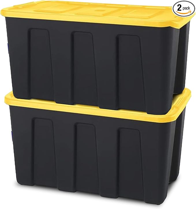 HOMZ 2-Pack Durabilt Tote, Heavy Duty Plastic Storage Bins by Homz