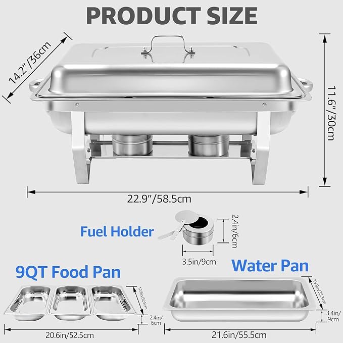 4 pack Chafing Dishes for Buffet of Stainless Steel Food Warmers for Parties 9 - Image 7