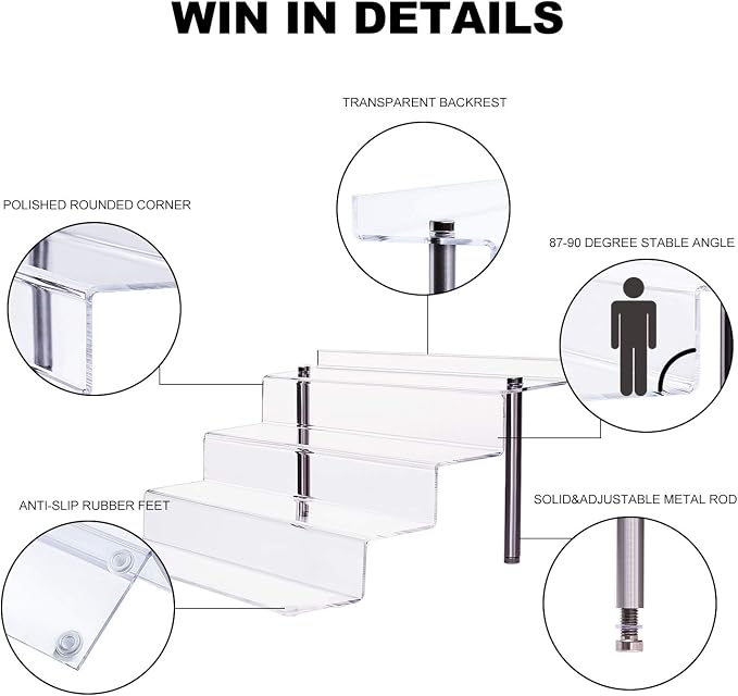 Acrylic Riser Shelf 4 Tier Clear Display Stand - Image 3