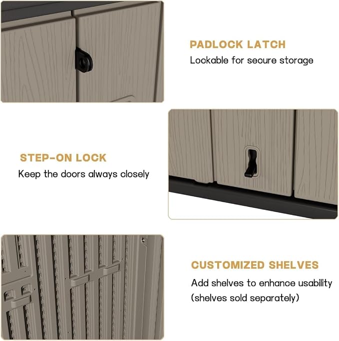 KINYING Outdoor Storage Cabinet Waterproof, 57 Cu.ft Resin Vertical Outdoor - Image 8