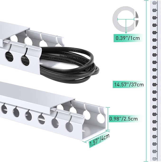 Updated White Cable Raceway Kit, 155（10x15.5） inch Open Slot Wire Covers - Image 2