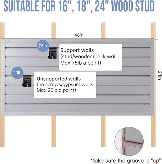 Slatwall Panels Garage Slat Wall Storage Systems 4'x4', Slat Wall Paneling - Image 7