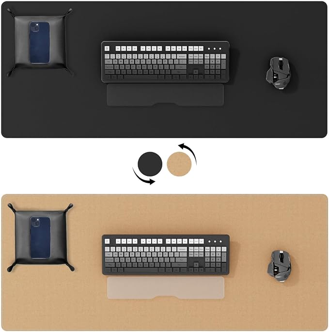 DAWNTREES Dual Sided Desk Mat, Leather Desk Pad, - Image 2