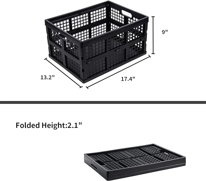 3-Pack Plastic Collapsible Storage Crates-30L, Foldable Plastic Crates - Image 3