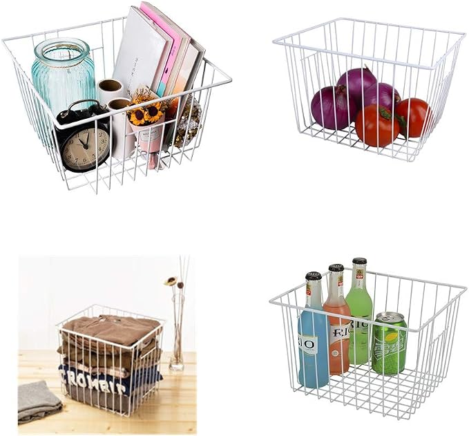 4 Pack Wire Storage Baskets for Organizing, Freezer Organizer Bins, Pantry - Image 6