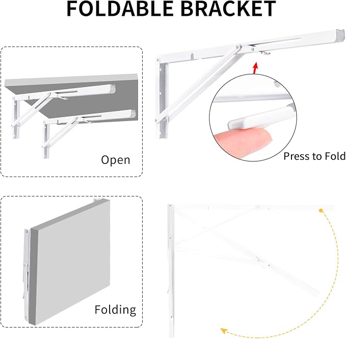 YUMORE 24 Inch Folding Shelf Brackets, Heavy Duty L Bracket, Max Load: 330lb - Image 4