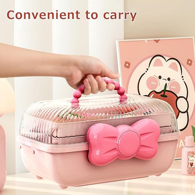 Cute Girls Hair Accessories Storage Box Bow Switch Organizer Box Jewelry Box - Image 7