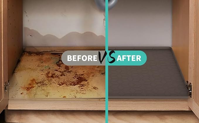 Under Sink Mat for Kitchen, Silicone Waterproof Liner, Flexible Organizer Tray - Image 8