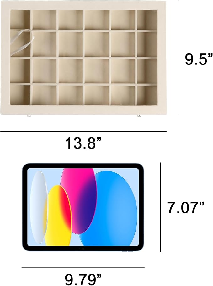 Frebeauty Velvet Jewelry Tray, 24 Grid Jewelry Organizer - Image 4