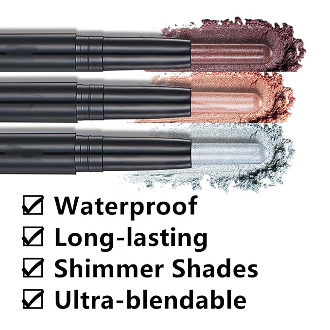 Black Eyeshadow Stick Makeup, Cream Shimmer Eye Shadow Pencil, Hypoallergenic - Image 2