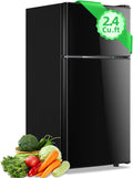 2.4 Cu.ft Mini Fridge with Top Freezer Apartment Size Dual Door Compact by DEMULLER