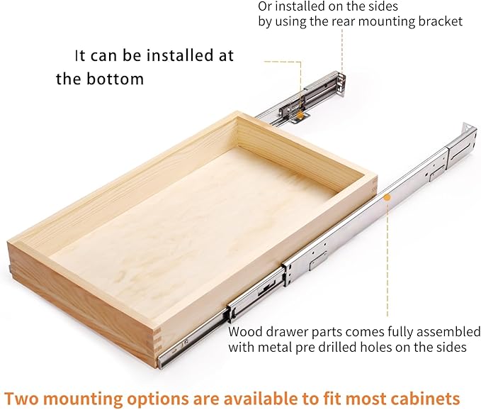 22”W x 21”D x 3”H Soft Close Slide Out Wood Drawer Organizer - Image 5