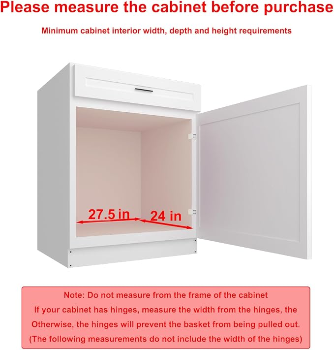 Pull Out Cabinet Organizer 26" W x 21" D, Heavy Duty Kitchen Cabinet Pull Out - Image 3