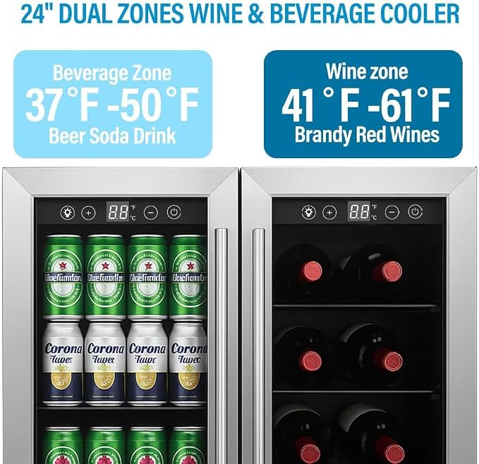 Wine and Beverage Refrigerator, Dual Zone Beverage Cooler Under Counter - Image 2