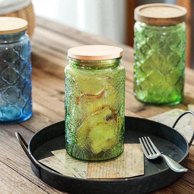 ANSQU Green Glass Canister, 34oz Candy Jar - Image 3