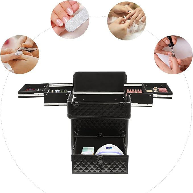 Professional Rolling Makeup Train Case - Image 8
