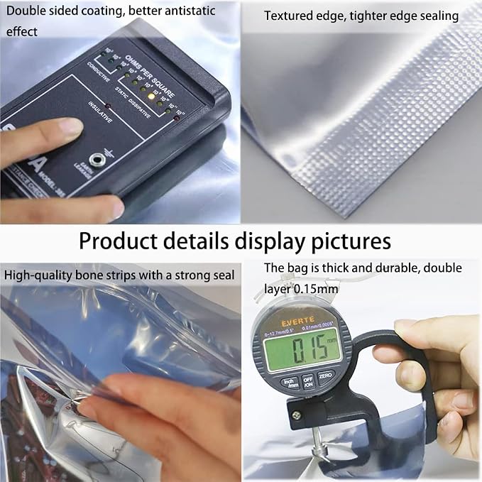 50pcs 5.9x7.8in/15x20cm Anti Static Bags, Premium Resealable Antistatic Bags - Image 4