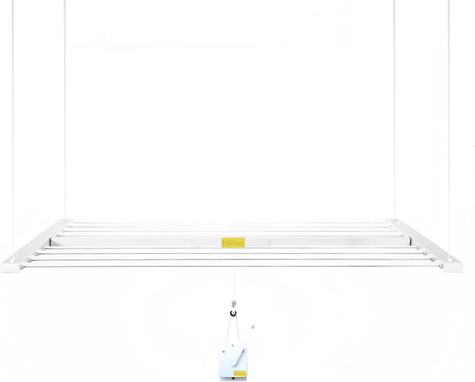 Ceiling Mounted Pulley Drying Rack – Medium Aluminum Clothesline - Image 9