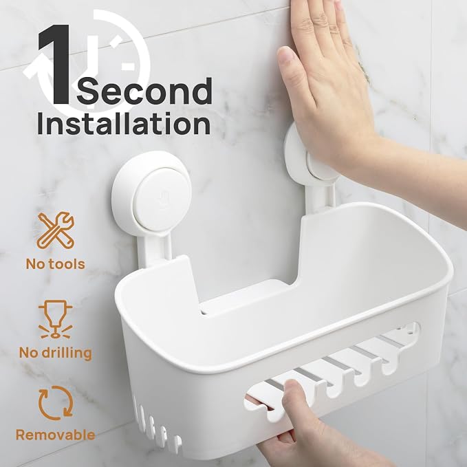 LEVERLOC Shower Caddy Suction Cup Set Shower Organizer & Soap Holder & - Image 2