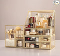 Hersoo Luxury Stackable Glass Cosmetic Organizer 3-Piece Set-Durable, Premium by UniqueHandmadeGlassBeautyDisplayfromHersoo