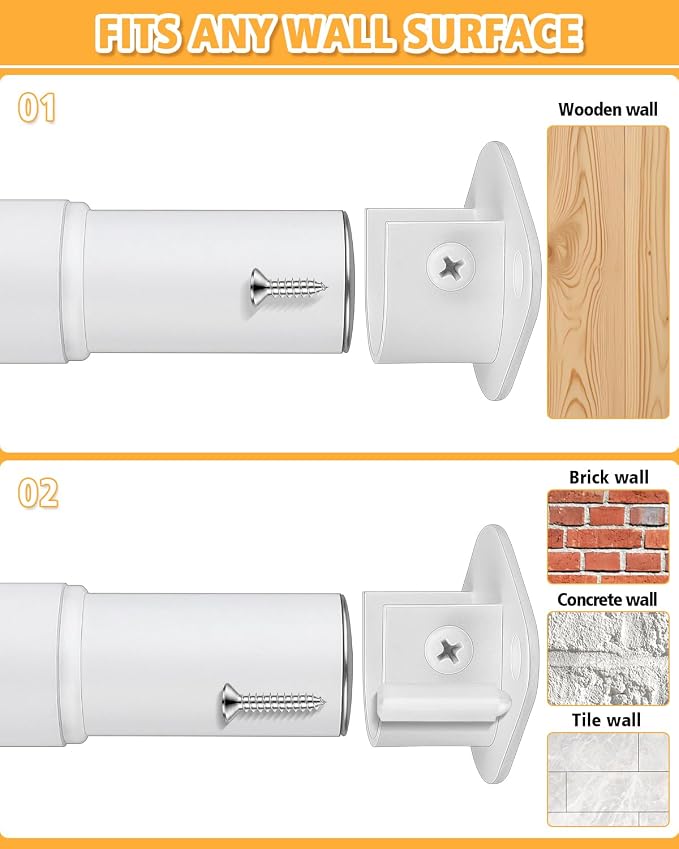 Closet Rod, 17 to 39 Inch Heavy Duty Adjustable Metal Clothing Rack - Image 4