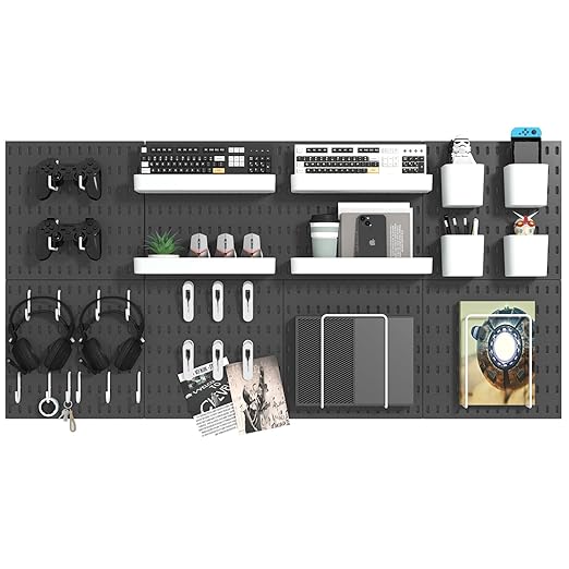 Pegboard Combination Kit, 8 Peg Boards and 30 Accessories Modular Hanging Black by VEOFEMLEA